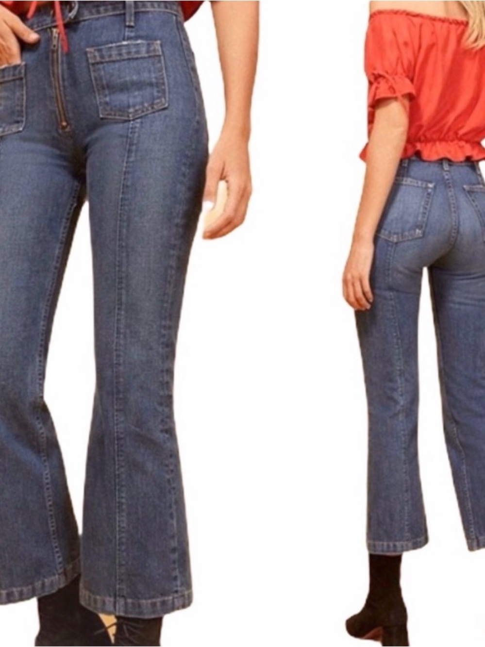Reformation 24 Elle Jean in Glacier Flare Front Patch Pockets great condition